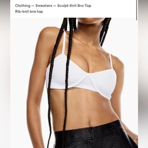 Babaton Sculpt Knit Bra Top in White Size Medium